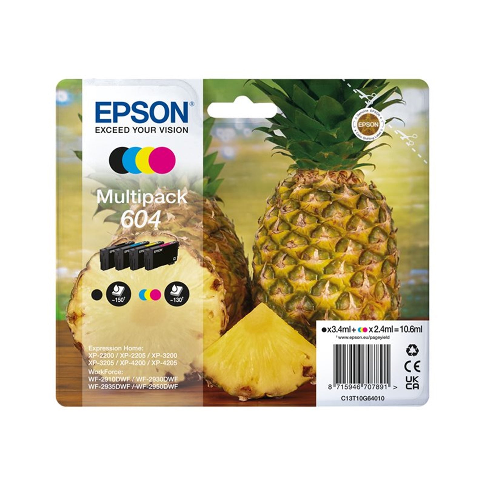 Epson C13T10G64020 604 High Capacity MultiPack Ink Cartridges (Black, Yellow, Cyan, Magenta)-PCR Business Solutions Ltd